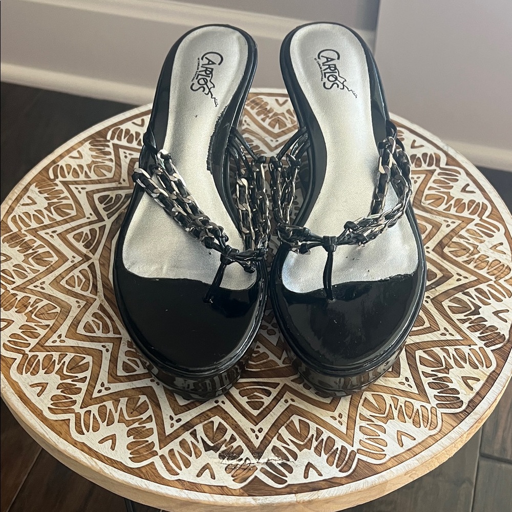 Carlos by Carlos Santana Women’s Black Chain Platform Sandals size 7